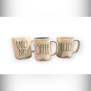 Rae Dunn Bundle: Early Bird Farmhouse Coffee Mug  / HELLO & COFFEE Coffee Mug